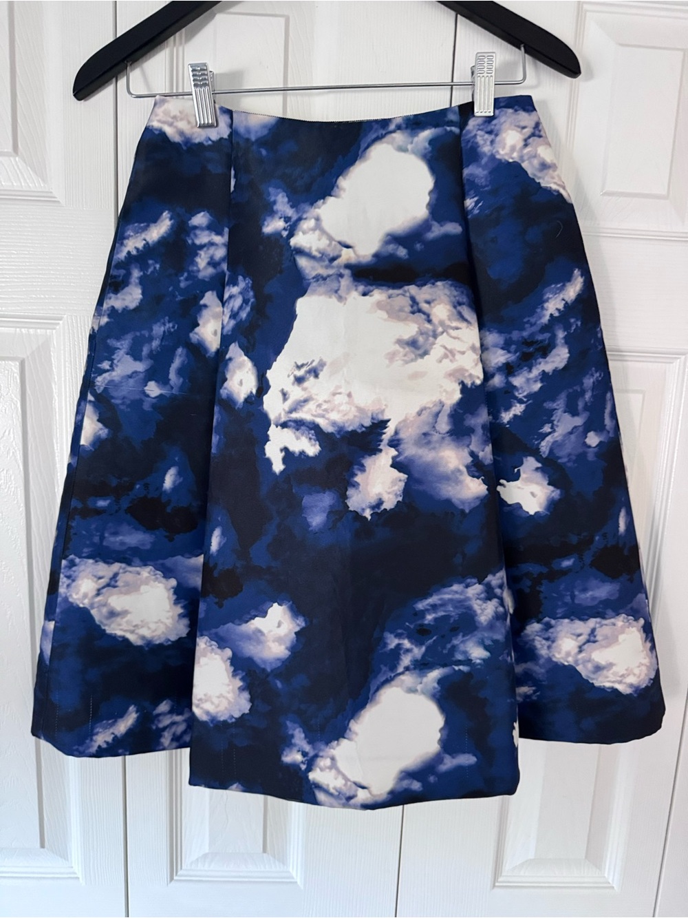 kate spade Navy and White Cloud-Print Circle Skirt